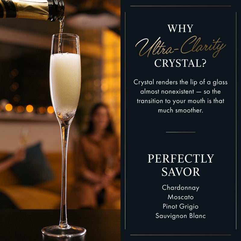 ELIXIR GLASSWARE Champagne Flutes - 5 oz - Set of 2 Crystal Glass Flutes, Hand Blown Edge Champagne Glasses - Premium Crystal Champagne Glasses - Prosecco Wine Flute, Mimosa Glasses, Bar Glassware - Image 5